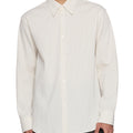 Men's beige long sleeve shirt with vertical stripe texture