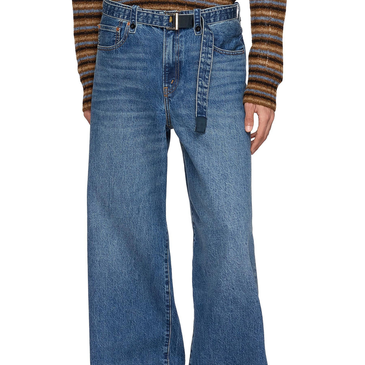 Men's blue wide leg loose fit jeans