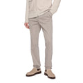 Men's light taupe herringbone slim fit trousers