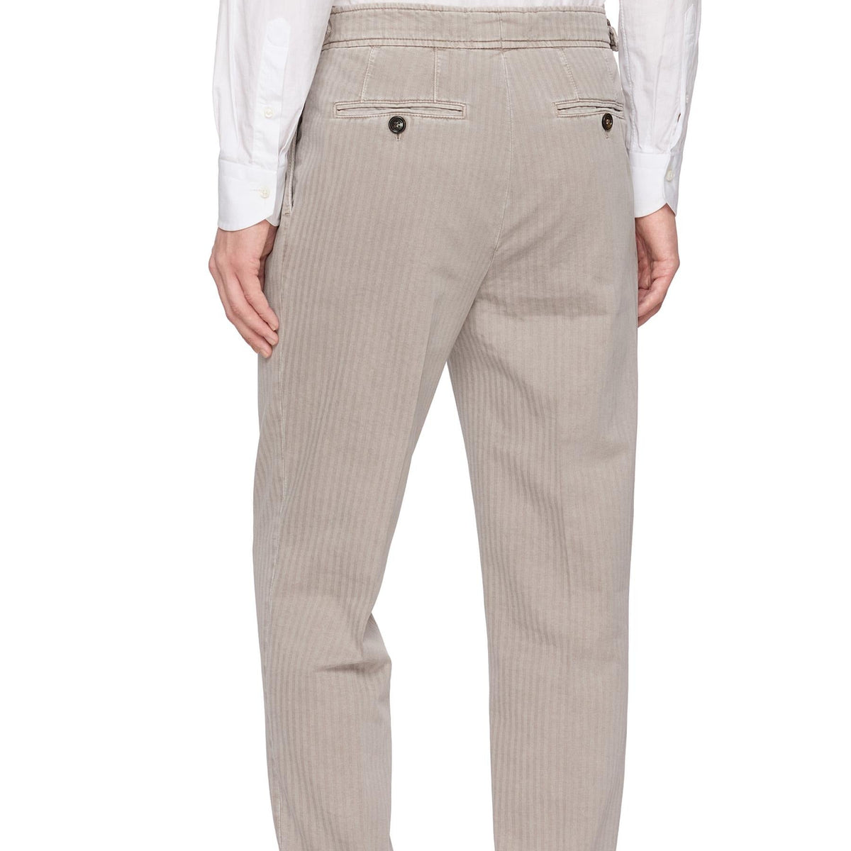 Men's light taupe herringbone slim fit trousers