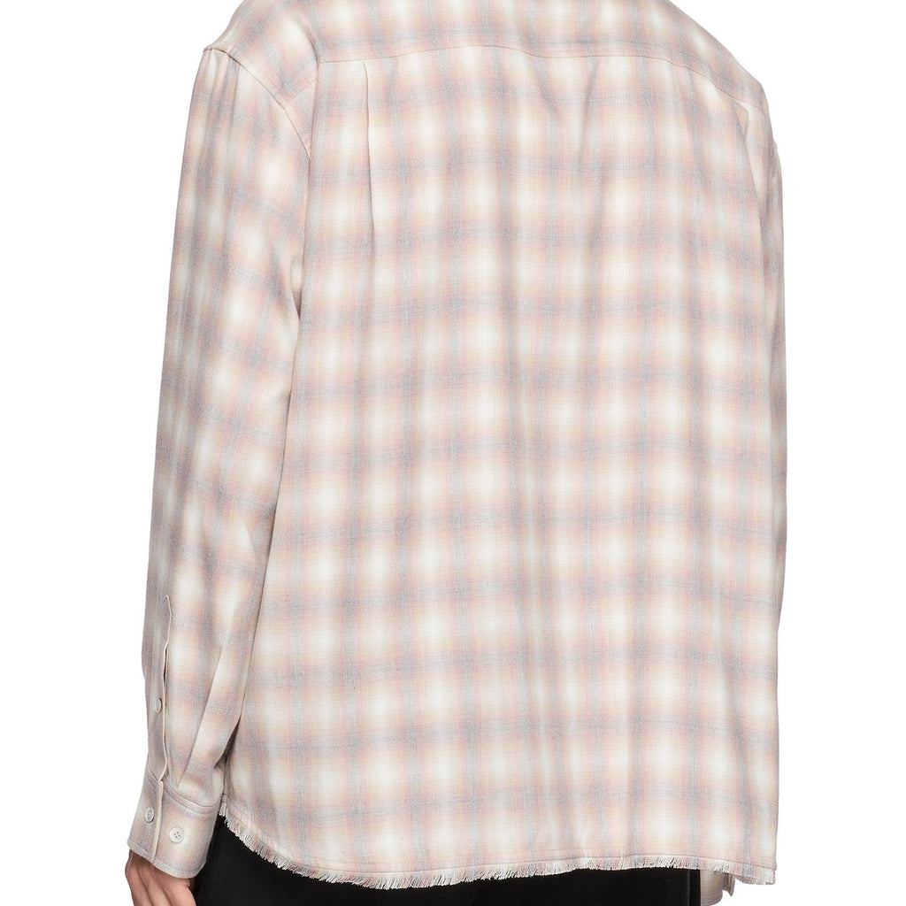 Men's pink plaid oversized long sleeve shirt