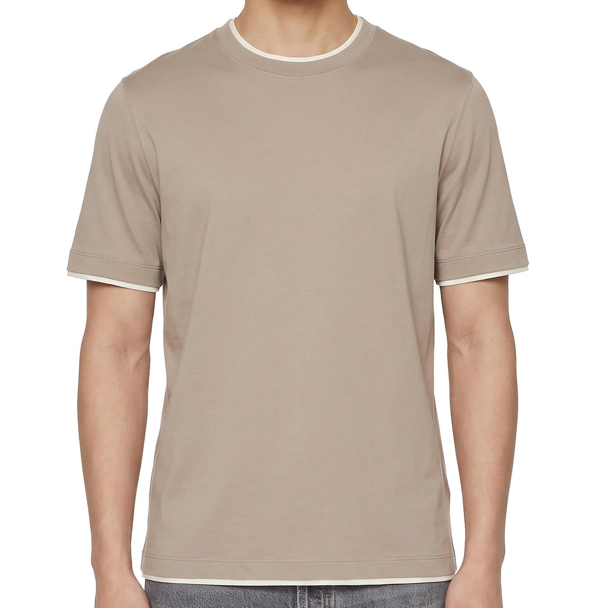 Men's short sleeve crew neck with faux layer detail