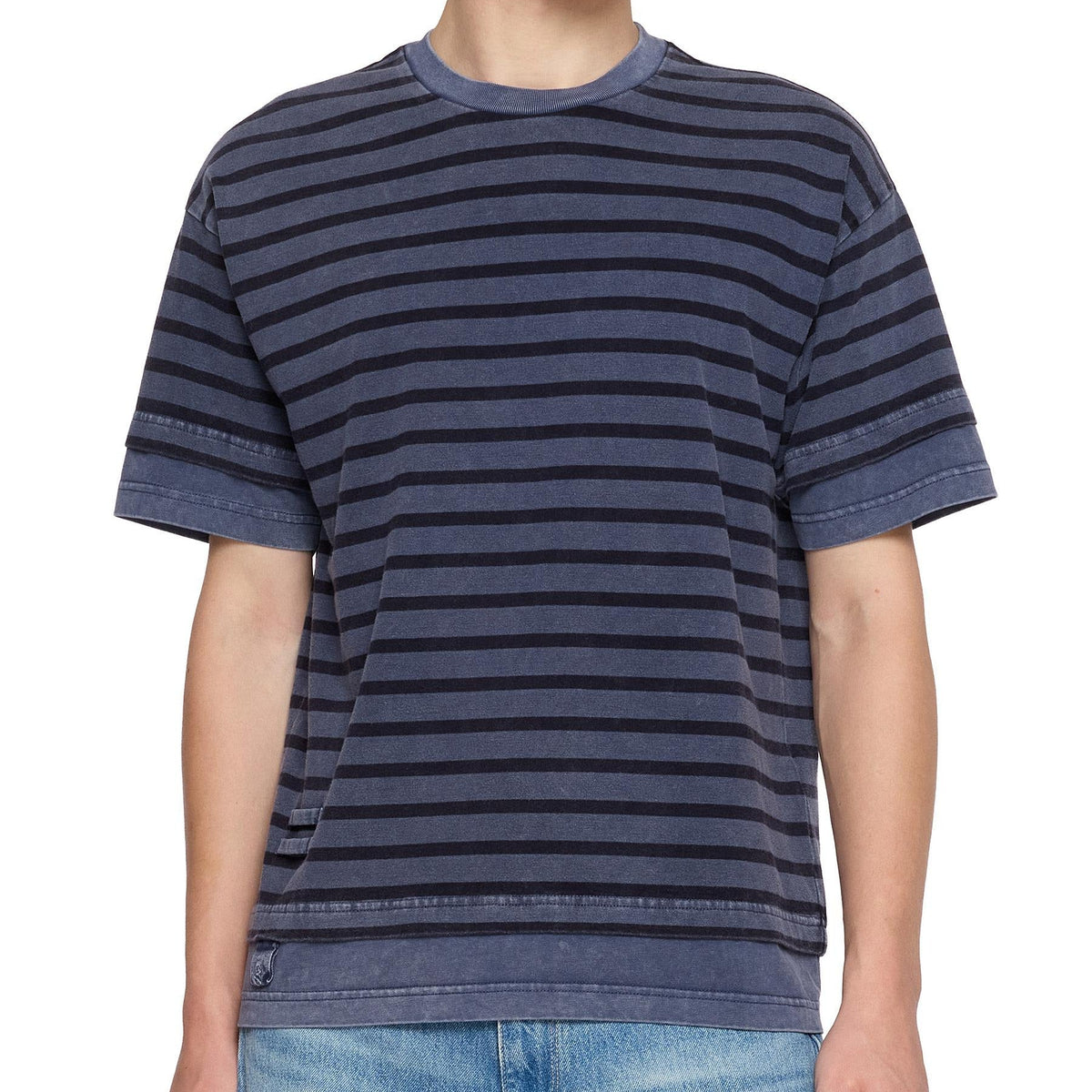 Men's striped crew neck short sleeve tee